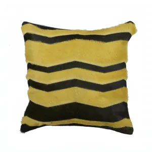 Herringbone Green Lemon Hide Pillow