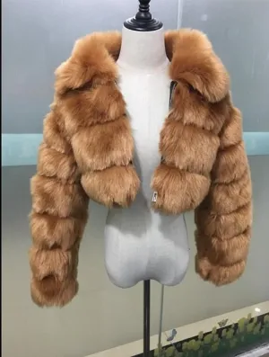 High Luxury Faux Fox Fur Jacket Women Fluffy Turn Down Fur Collar Thick Warm Faux Fur Coat Plus Size Winter Clothes