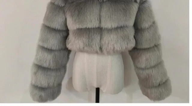 High Luxury Faux Fox Fur Jacket Women Fluffy Turn Down Fur Collar Thick Warm Faux Fur Coat Plus Size Winter Clothes