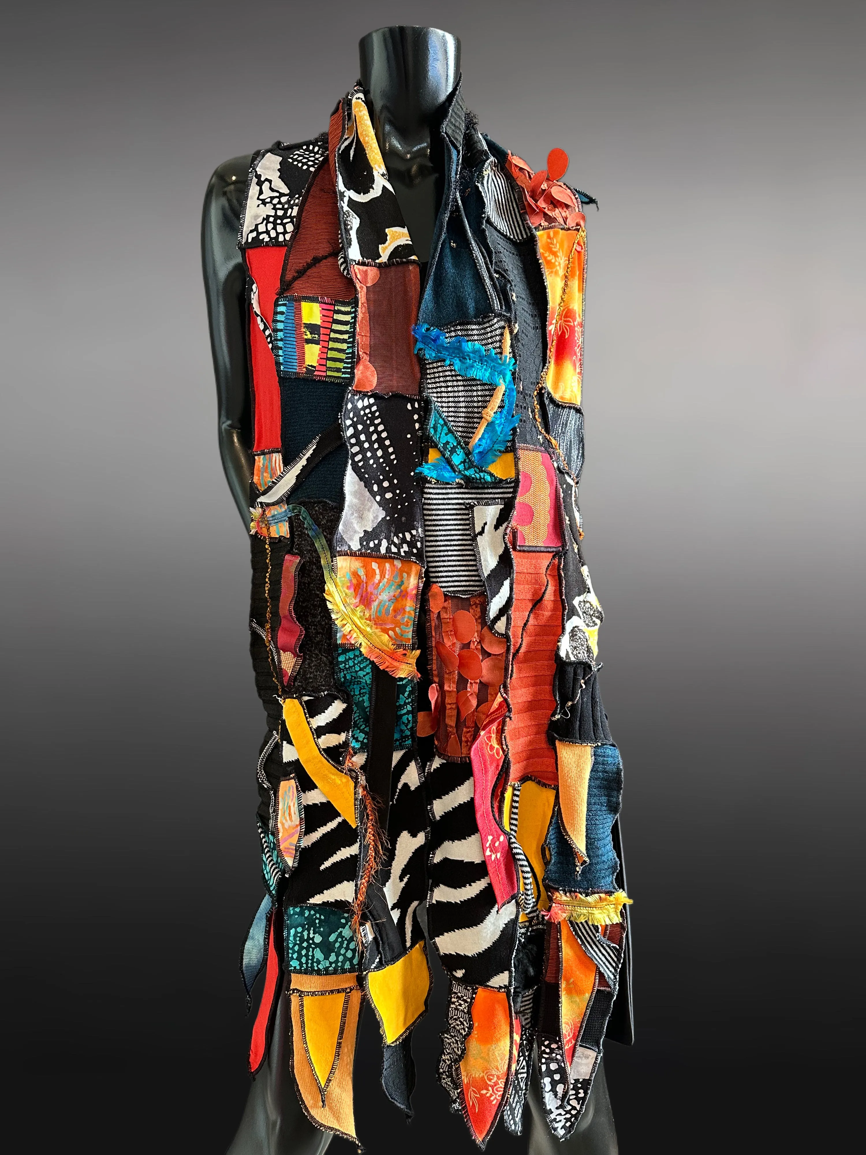 Hippie couture eclectic scarf, vibrant color scarf, bohemian fashion