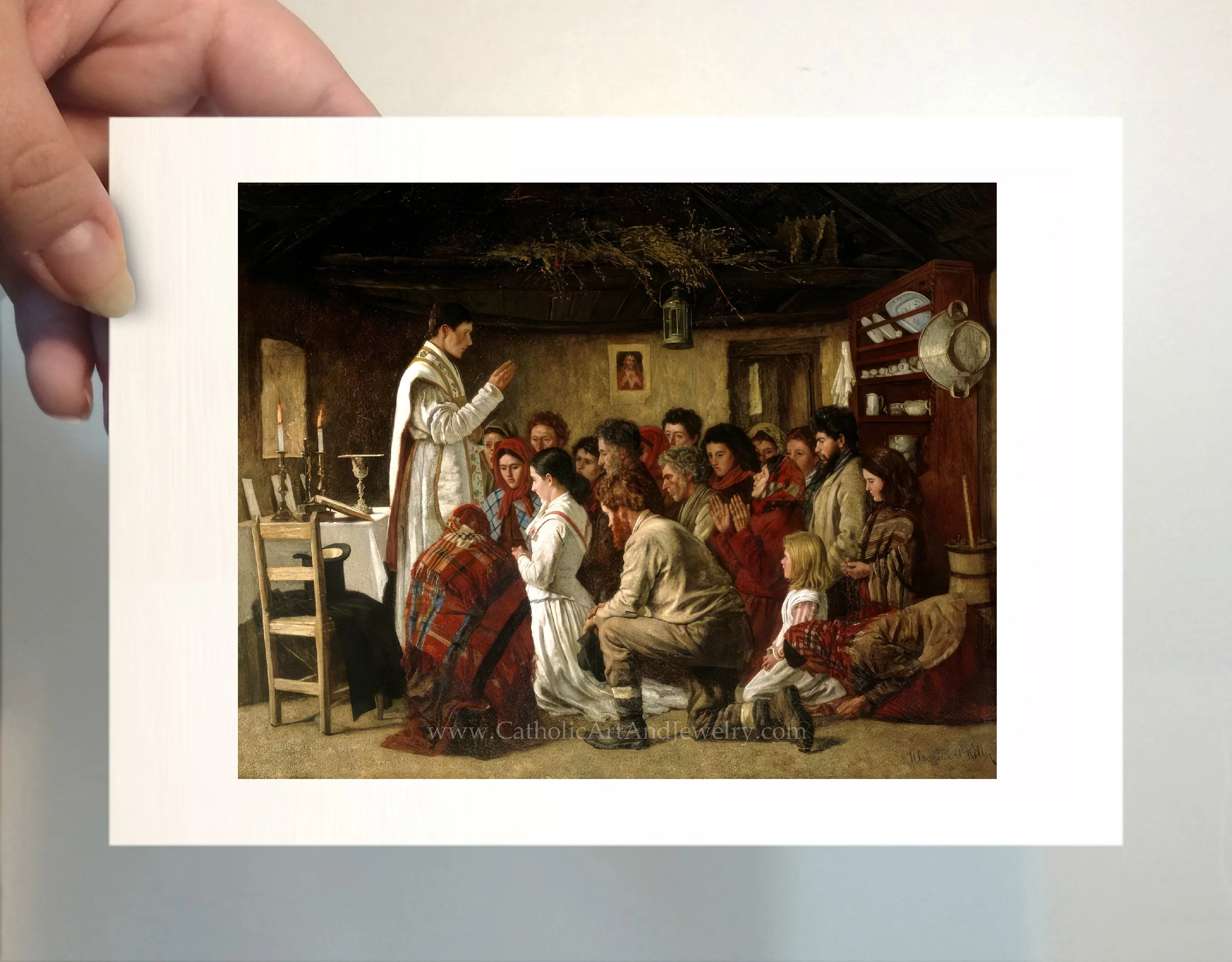 Home Mass, “Mass in a Connemara Cabin” – Aloysius O'Kelly  – Beautiful Catholic Art – Archival Quality