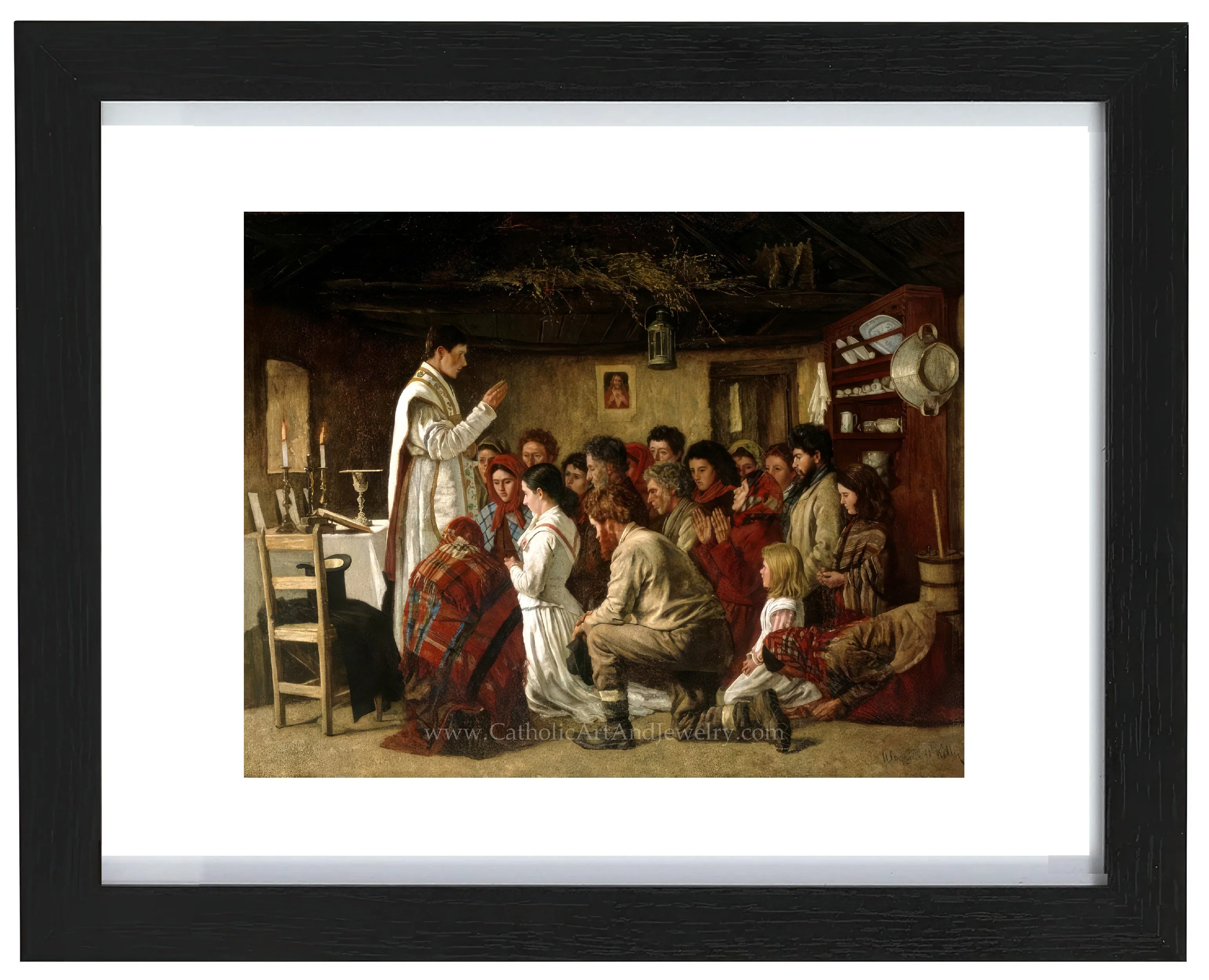 Home Mass, “Mass in a Connemara Cabin” – Aloysius O'Kelly  – Beautiful Catholic Art – Archival Quality