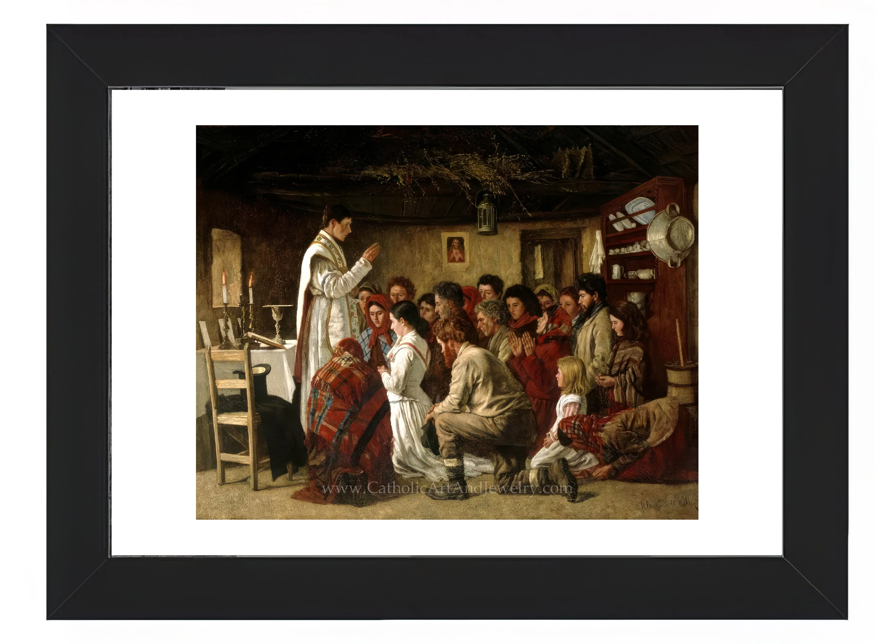 Home Mass, “Mass in a Connemara Cabin” – Aloysius O'Kelly  – Beautiful Catholic Art – Archival Quality