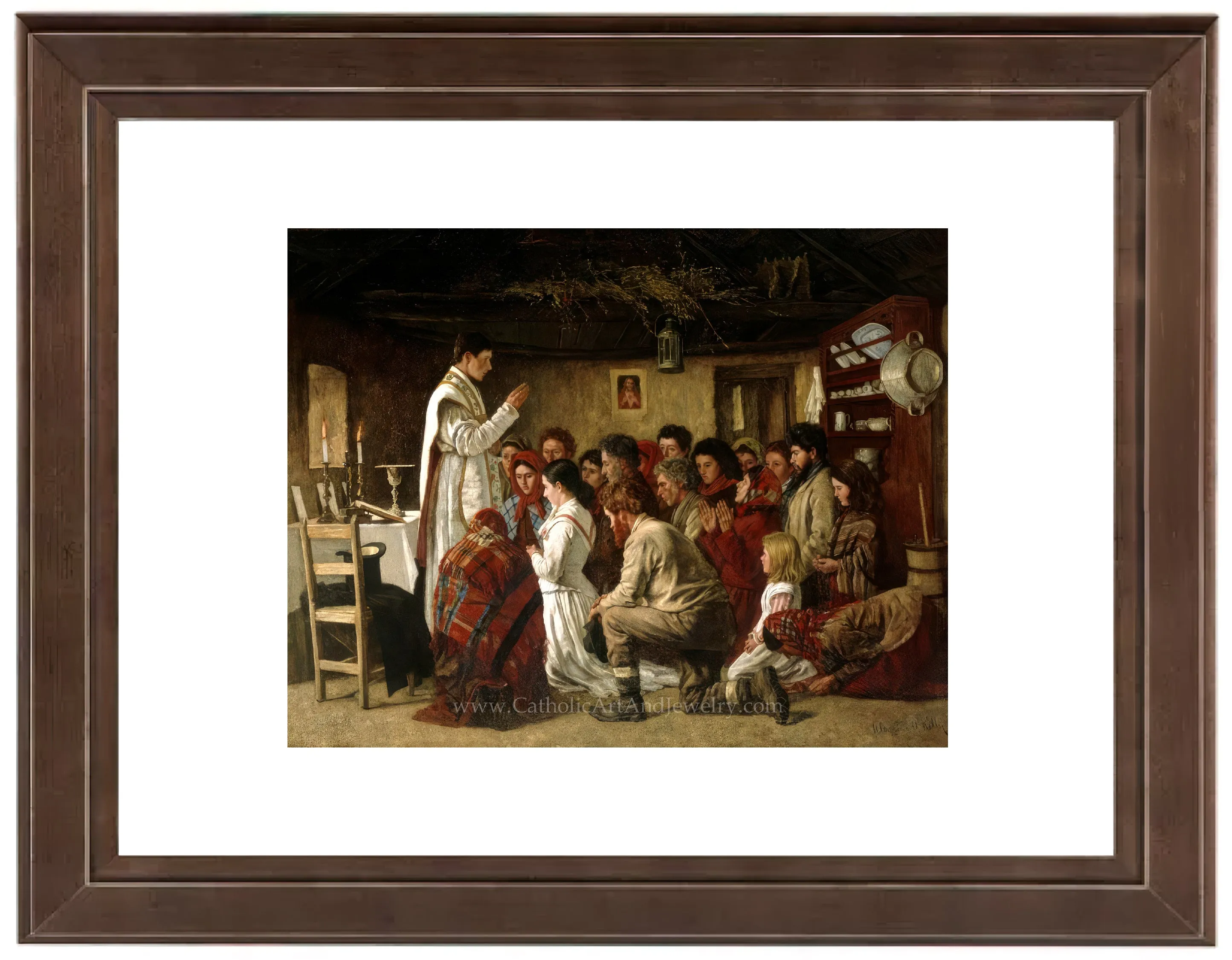 Home Mass, “Mass in a Connemara Cabin” – Aloysius O'Kelly  – Beautiful Catholic Art – Archival Quality