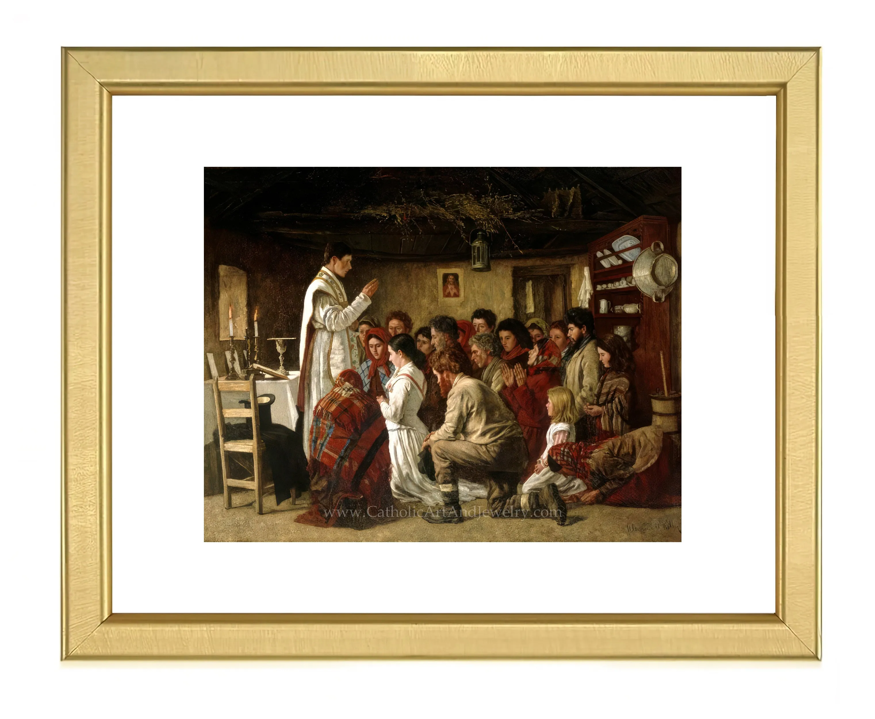 Home Mass, “Mass in a Connemara Cabin” – Aloysius O'Kelly  – Beautiful Catholic Art – Archival Quality