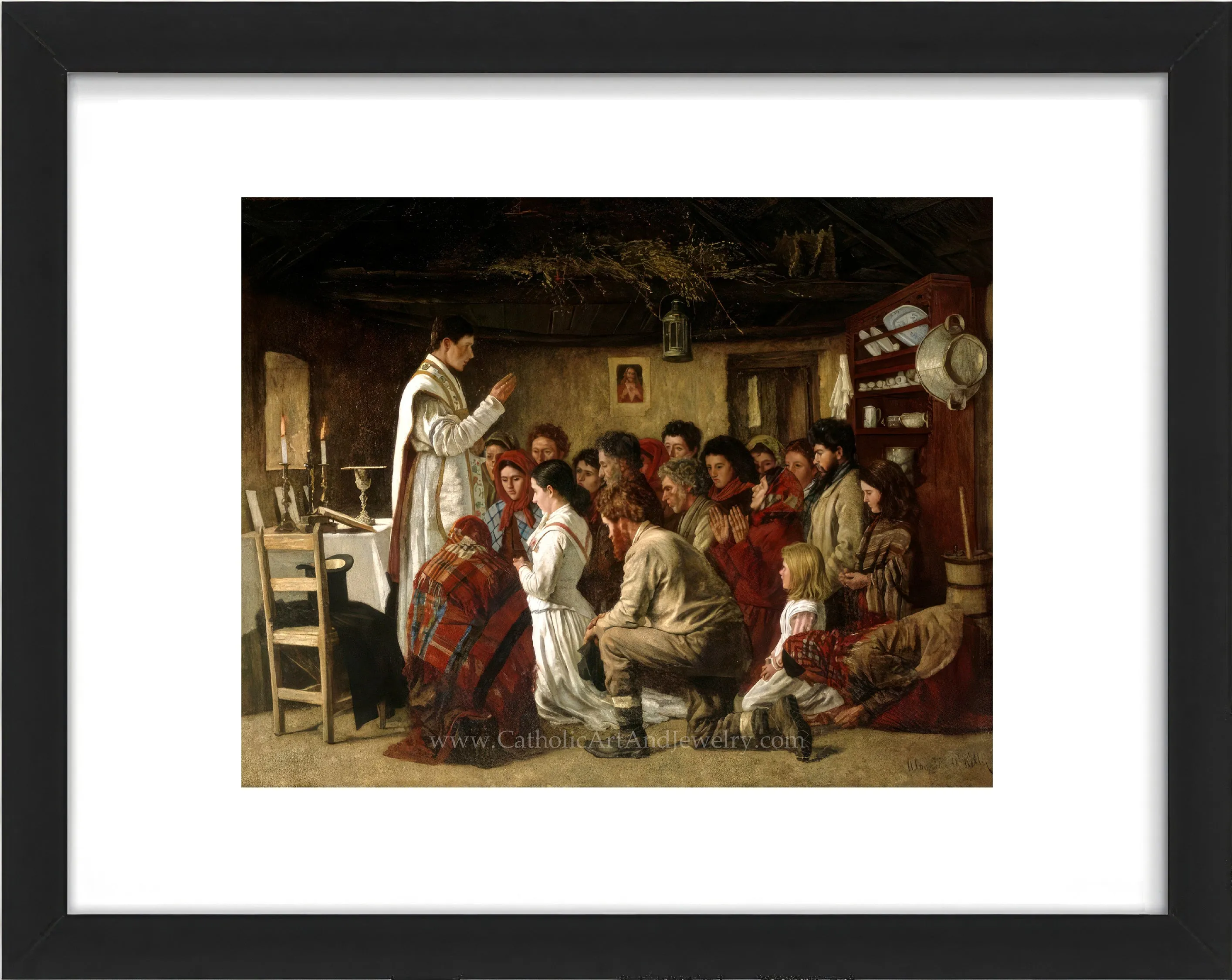 Home Mass, “Mass in a Connemara Cabin” – Aloysius O'Kelly  – Beautiful Catholic Art – Archival Quality