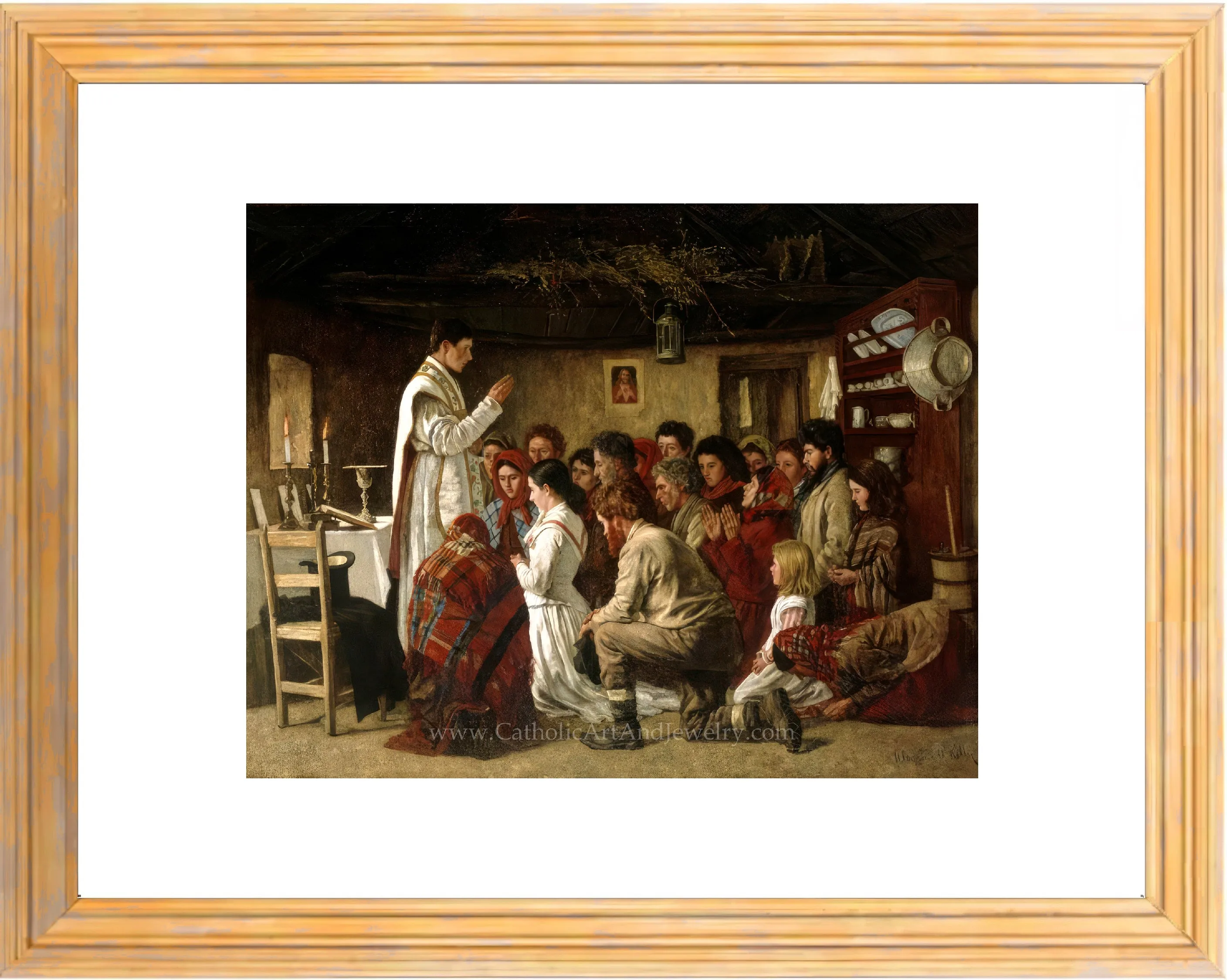 Home Mass, “Mass in a Connemara Cabin” – Aloysius O'Kelly  – Beautiful Catholic Art – Archival Quality