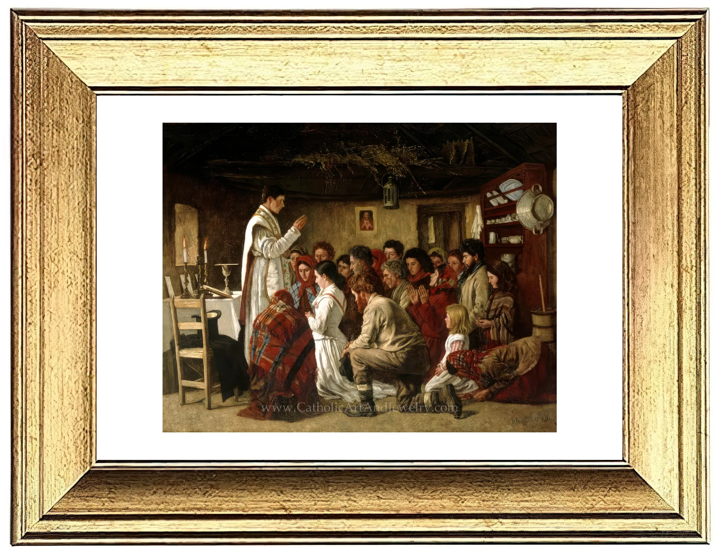 Home Mass, “Mass in a Connemara Cabin” – Aloysius O'Kelly  – Beautiful Catholic Art – Archival Quality