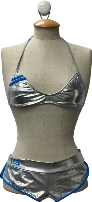 I.AM.GIA Metallic Silver 2-piece set - logo Holly Bikini Top & Holly Shorts UK S