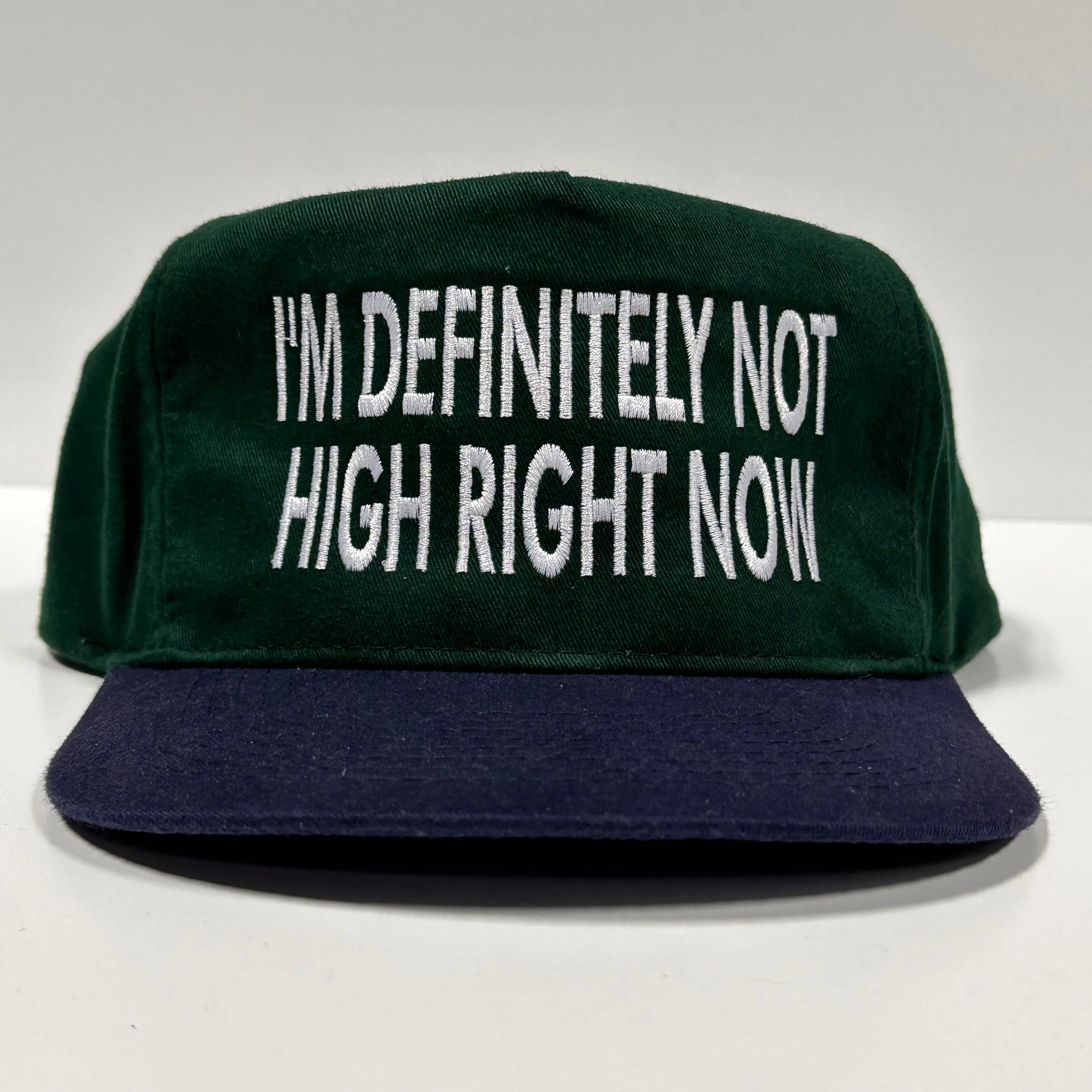IM DEFINITELY NOT HIGH RIGHT NOW Vintage Strapback Cap Hat Funny Custom Embroidered