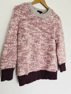 J. CREW Wool Blend Sweater Sz M Crewneck Pink 3/4 Sleeves