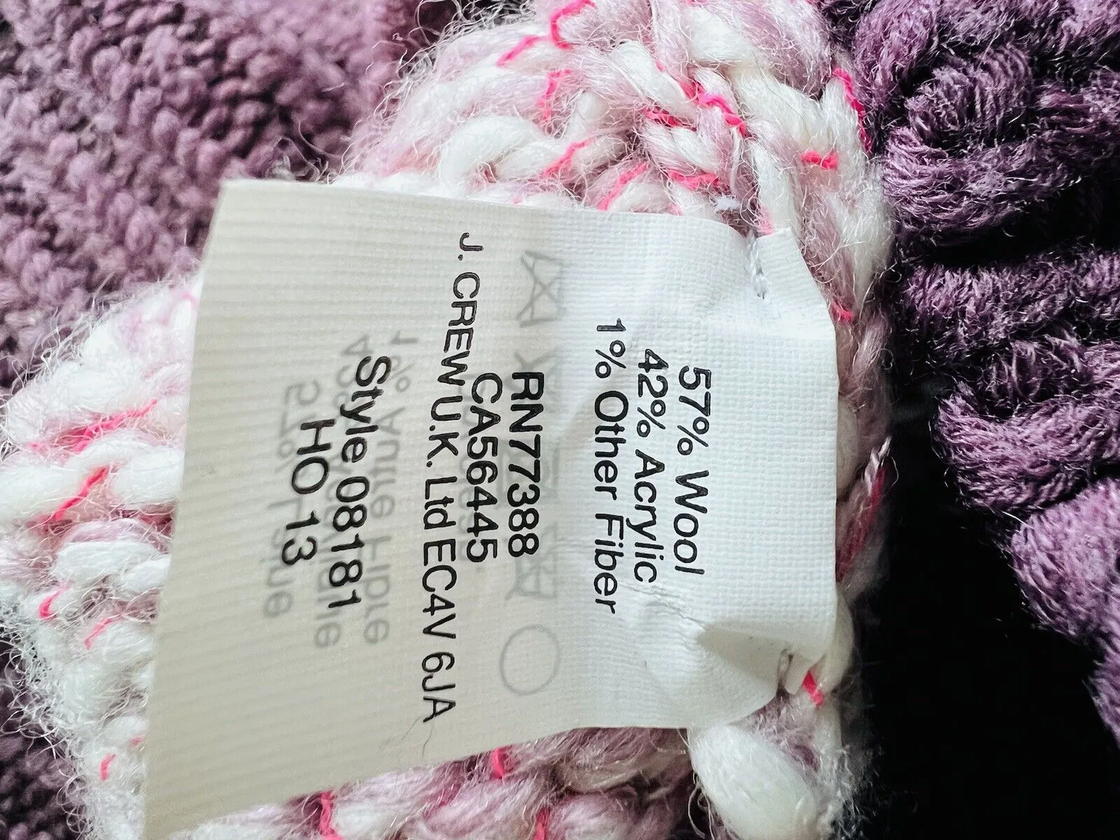 J. CREW Wool Blend Sweater Sz M Crewneck Pink 3/4 Sleeves