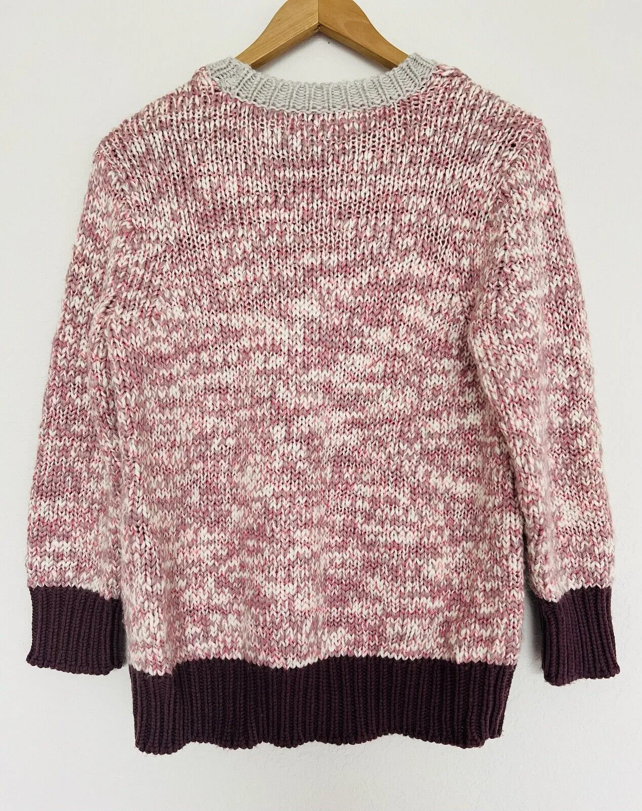 J. CREW Wool Blend Sweater Sz M Crewneck Pink 3/4 Sleeves