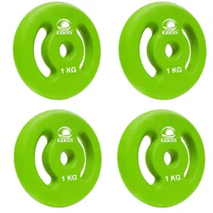Kakss Neoprene Coated Weight Plates 1Kg X 4 Pc (30-Mm Center Hole) (1), Green