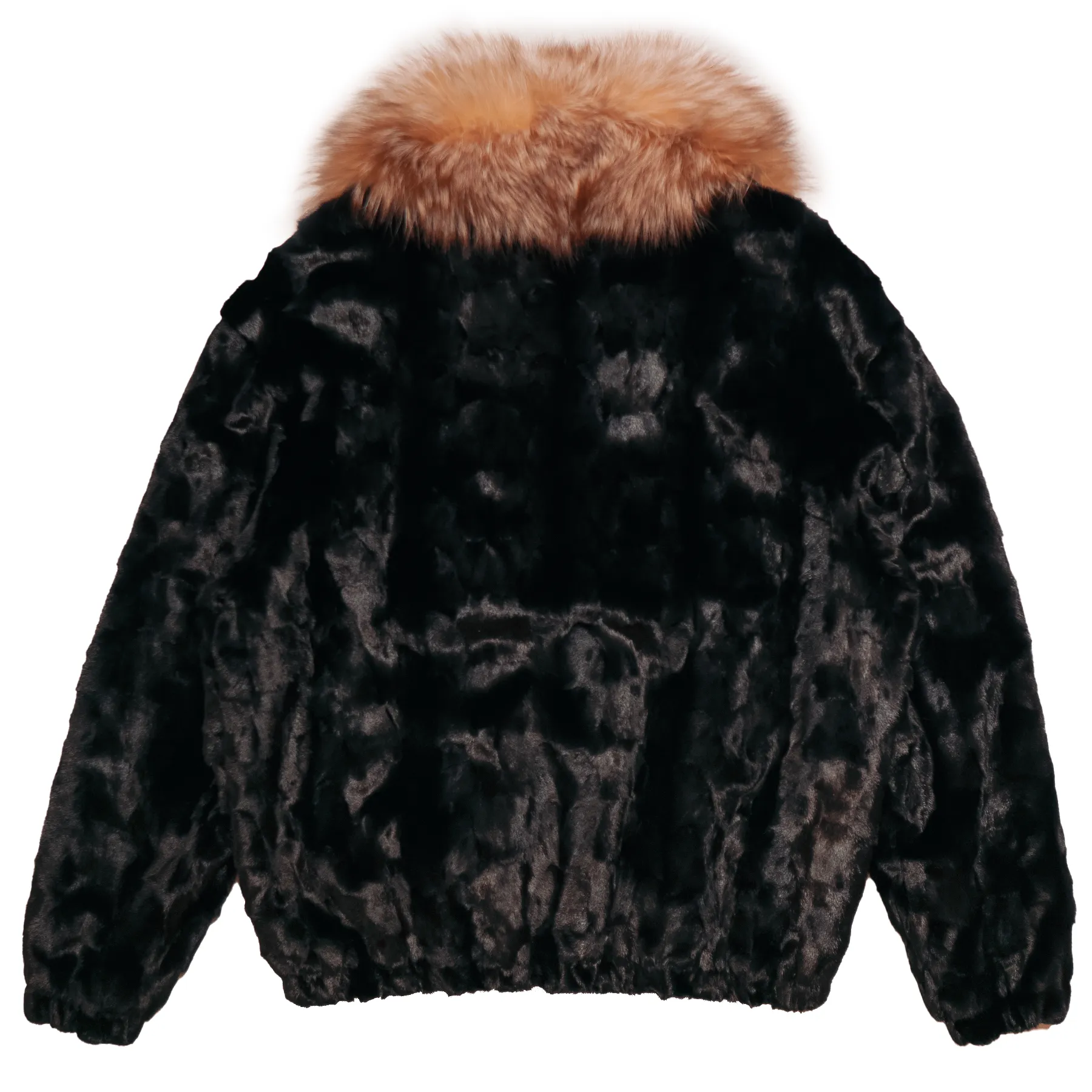Kashani Black Mink Bomber Jacket with Red Fox Collar
