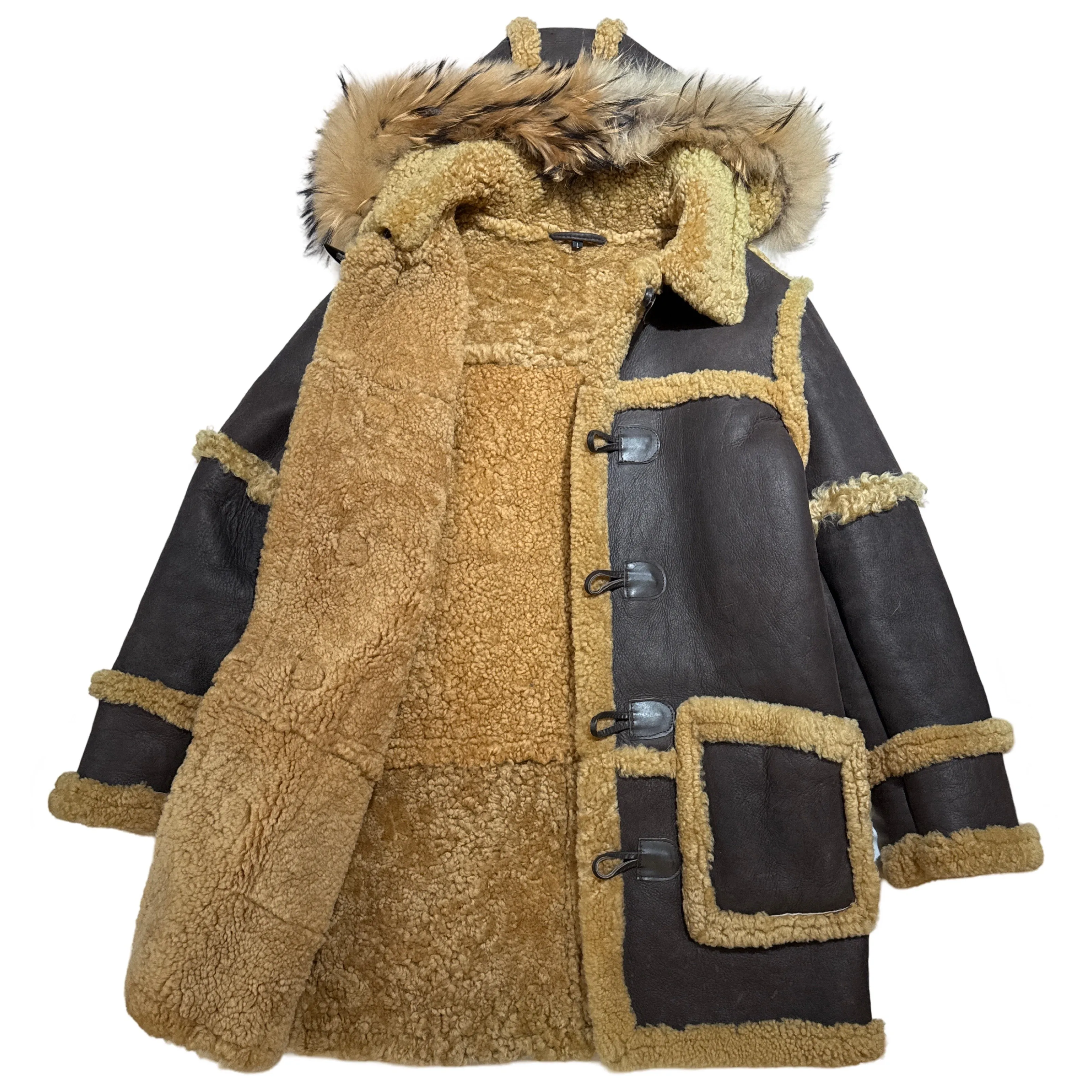 Kashani Men's Brown Shearling Toggle Coat