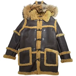 Kashani Men's Brown Shearling Toggle Coat