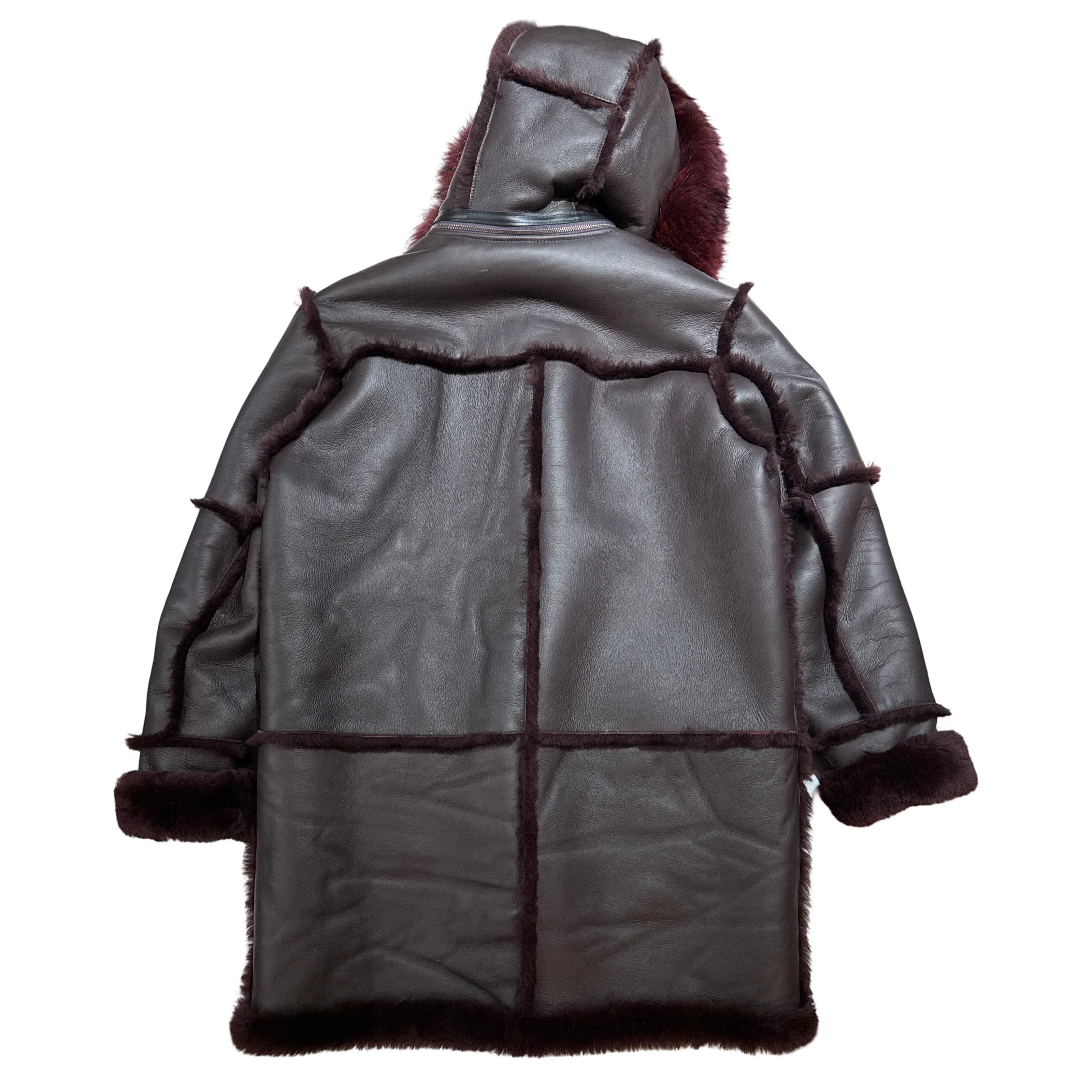 Kashani Men's Burgundy Shearling Toggle Coat