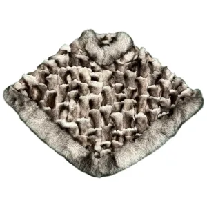 Kashani Women's Natural Blue Fox Fur Poncho