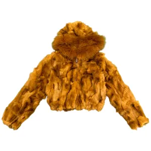 Kashani Women's Whiskey Fox Fur Cropped Coat