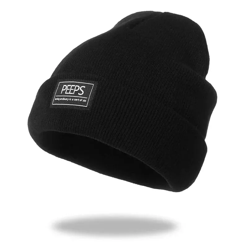 Knitted Beanie Hat - Casual Embroidered Autumn Winter Cap for Women Men, Unisex Boy Girl Cap