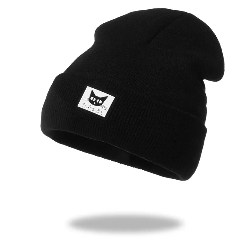 Knitted Beanie Hat - Casual Embroidered Autumn Winter Cap for Women Men, Unisex Boy Girl Cap