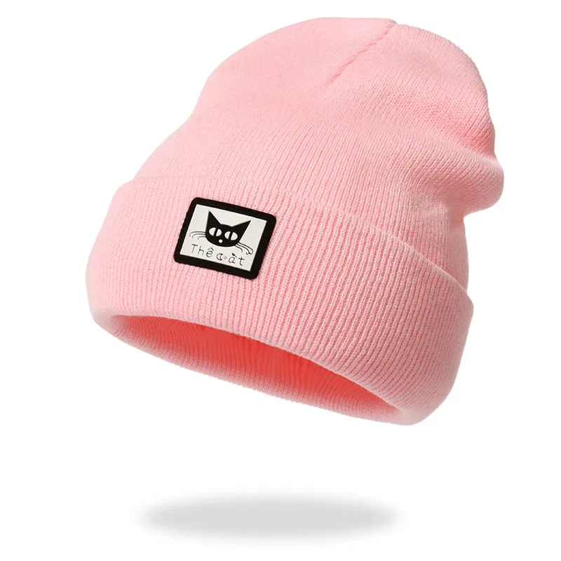 Knitted Beanie Hat - Casual Embroidered Autumn Winter Cap for Women Men, Unisex Boy Girl Cap