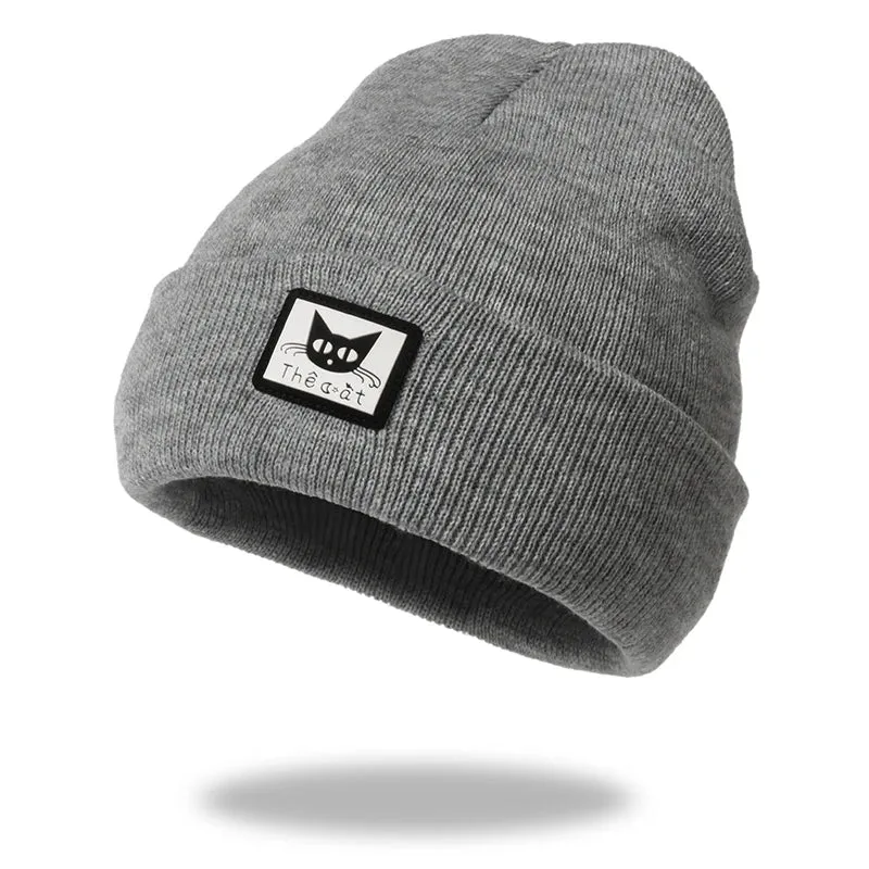 Knitted Beanie Hat - Casual Embroidered Autumn Winter Cap for Women Men, Unisex Boy Girl Cap