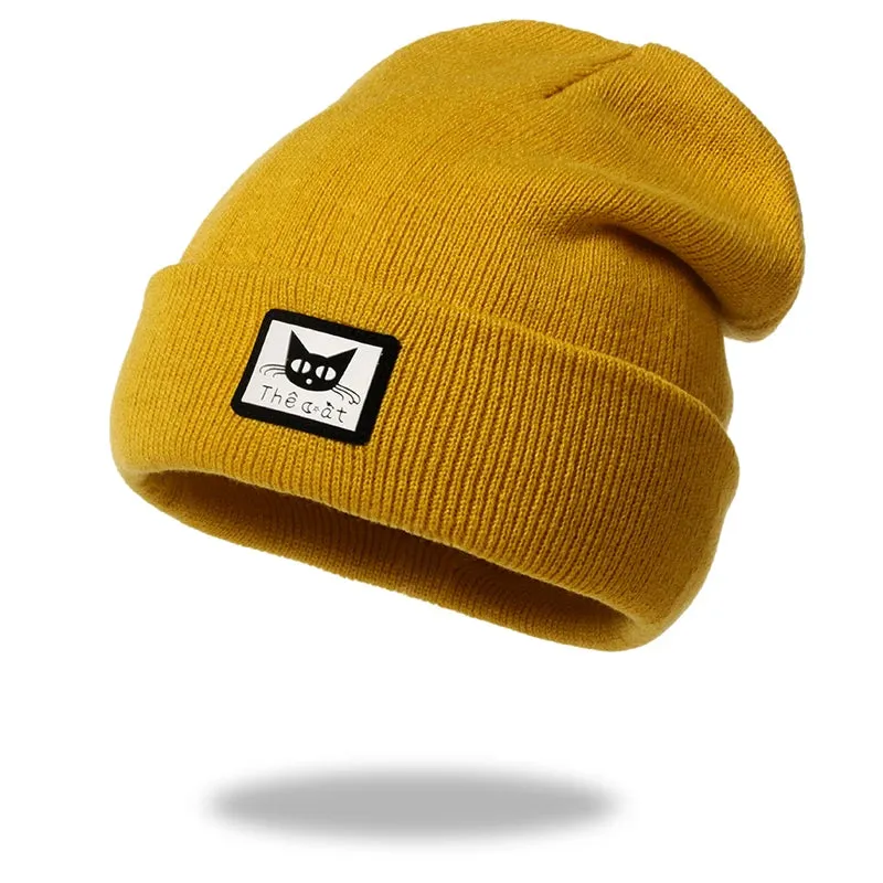 Knitted Beanie Hat - Casual Embroidered Autumn Winter Cap for Women Men, Unisex Boy Girl Cap