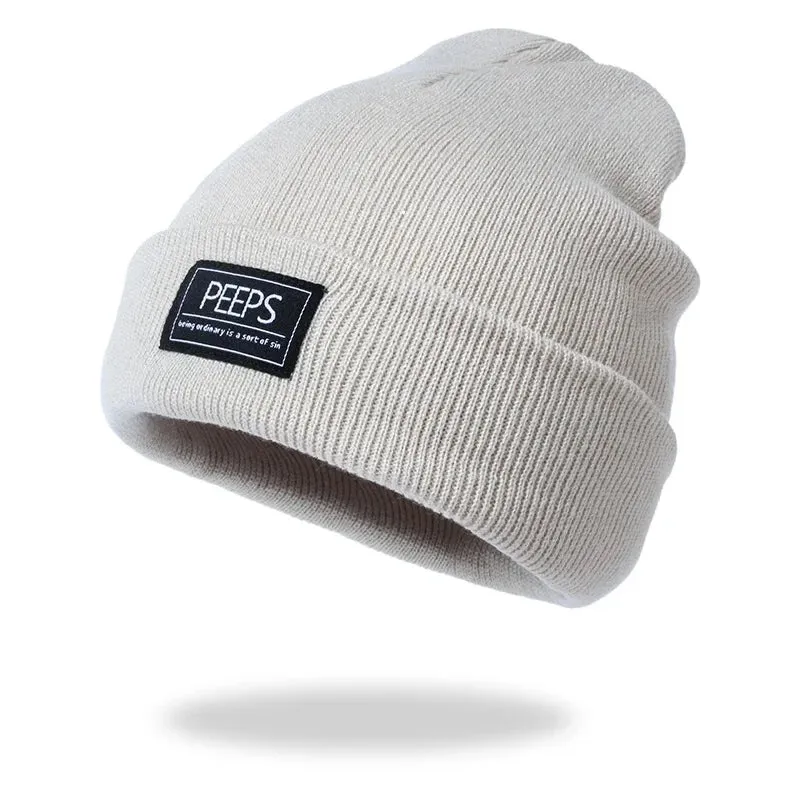 Knitted Beanie Hat - Casual Embroidered Autumn Winter Cap for Women Men, Unisex Boy Girl Cap