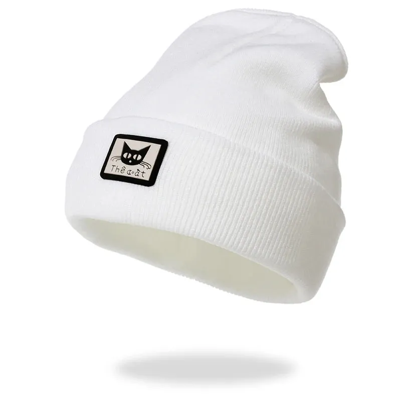 Knitted Beanie Hat - Casual Embroidered Autumn Winter Cap for Women Men, Unisex Boy Girl Cap