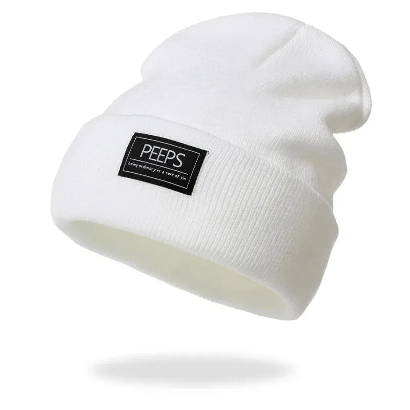 Knitted Beanie Hat - Casual Embroidered Autumn Winter Cap for Women Men, Unisex Boy Girl Cap