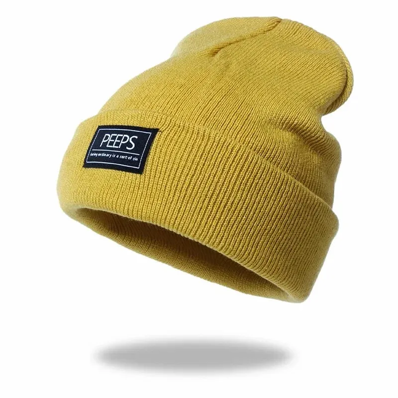 Knitted Beanie Hat - Casual Embroidered Autumn Winter Cap for Women Men, Unisex Boy Girl Cap