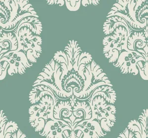 KT2146 Teardrop Damask Wallpaper-Teal