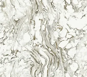 KT2221 Polished Marble Wallpaper-Black/White