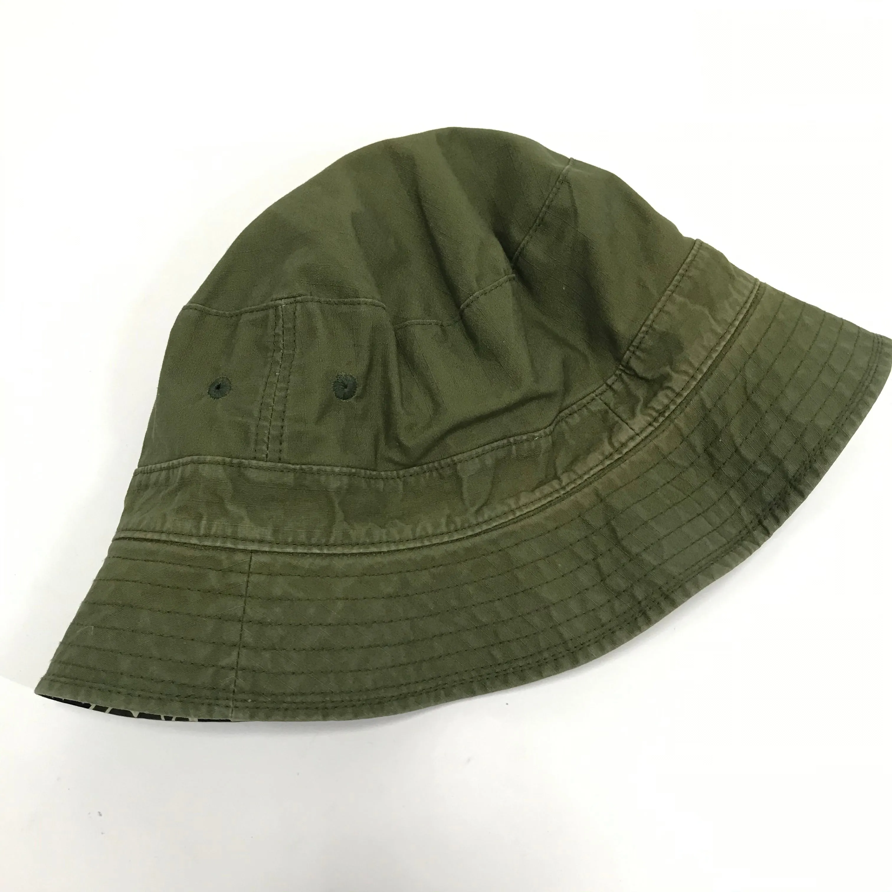 [L] A Bathing Ape Bape Vintage Sta Psyche Camo Reversible Bucket Hat Olive