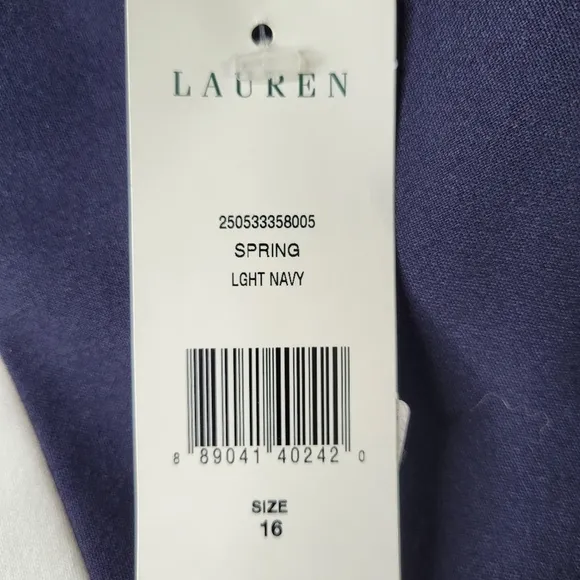 Lauren Ralph Lauren Dress Size 16 Navy Blue White Striped Sleeveless Lined New