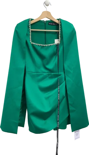 Lavish Alice Green Pearl-Trimmed Cape Dress UK 6