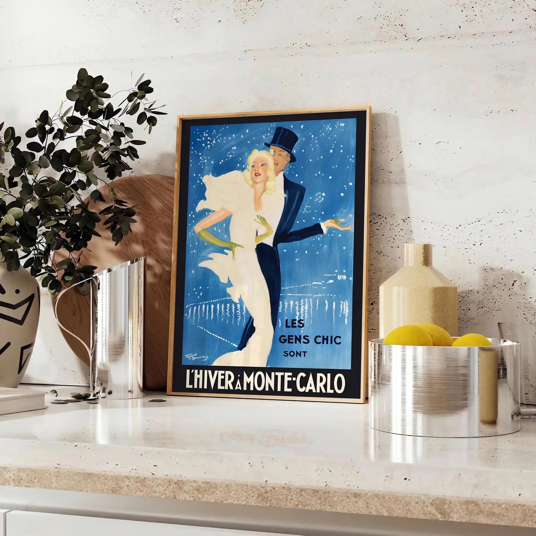 Lhiver Monte Carlo Vintage Travel Poster Print