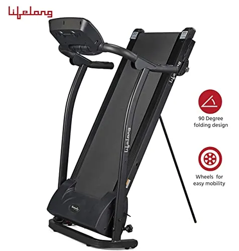 Lifelong Fit Pro 2 HP Peak Motorized Treadmill for Home, 12Km/Hr Speed, Max User Weight 100Kg, LCD display and Heart Rate Sensor For Home Workouts| Home Gym (Free Installation Assistance)