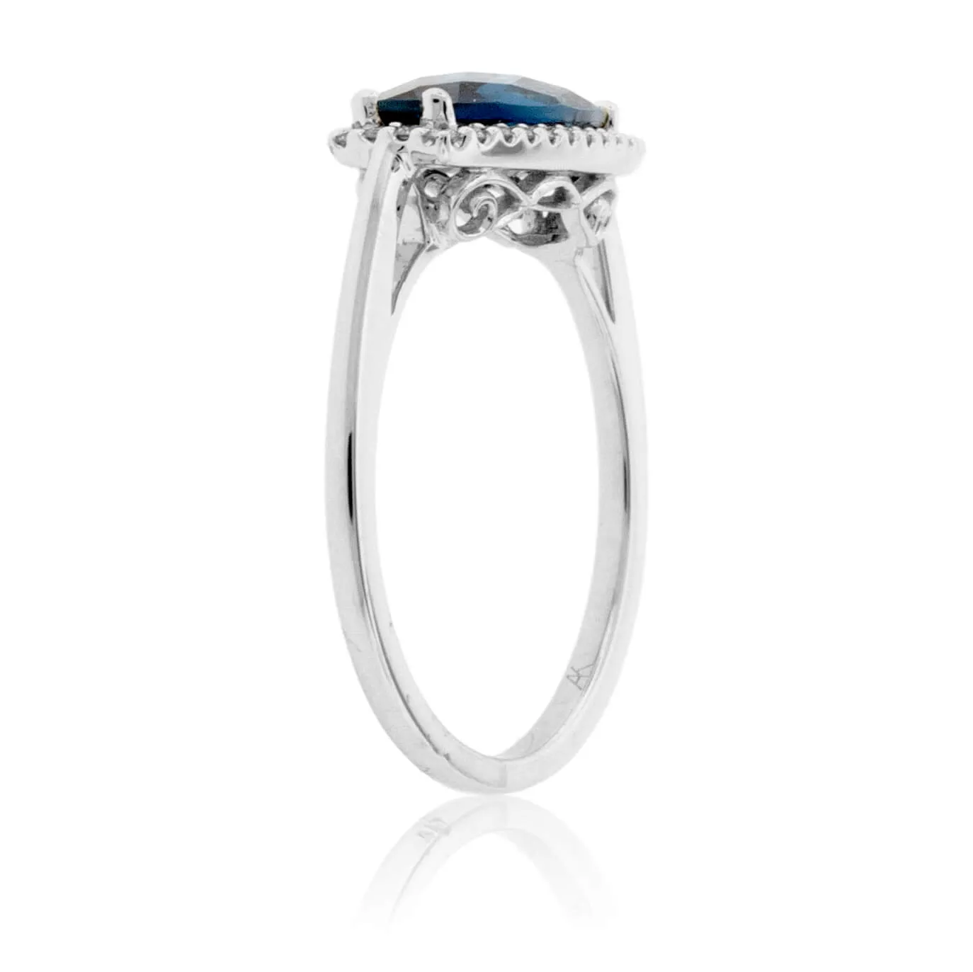 Long Oval London Blue Topaz Filigree Style Ring