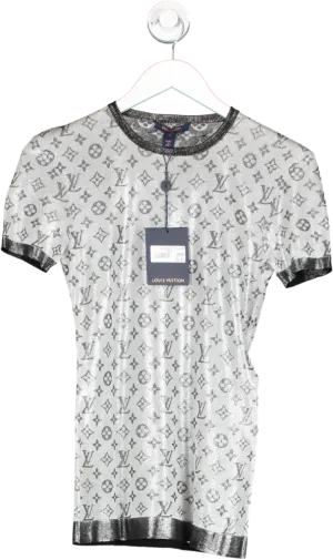 Louis Vuitton Metallic Monogram Jacquard Knit Top UK S