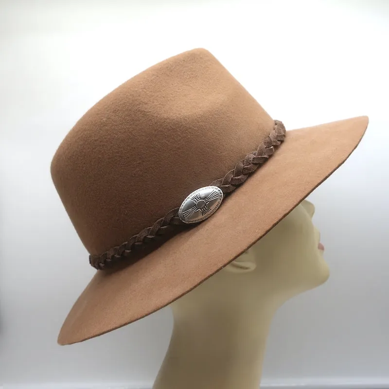 Lovely Bird Braided Band Fedora Hat Brown Wool Felt