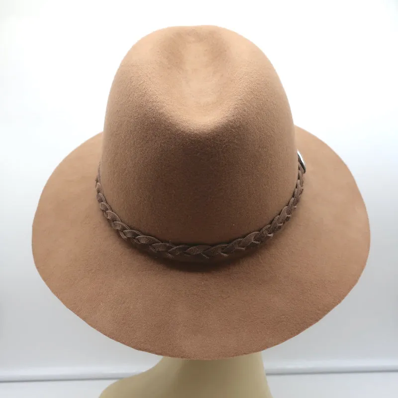 Lovely Bird Braided Band Fedora Hat Brown Wool Felt