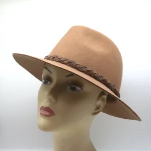 Lovely Bird Braided Band Fedora Hat Brown Wool Felt