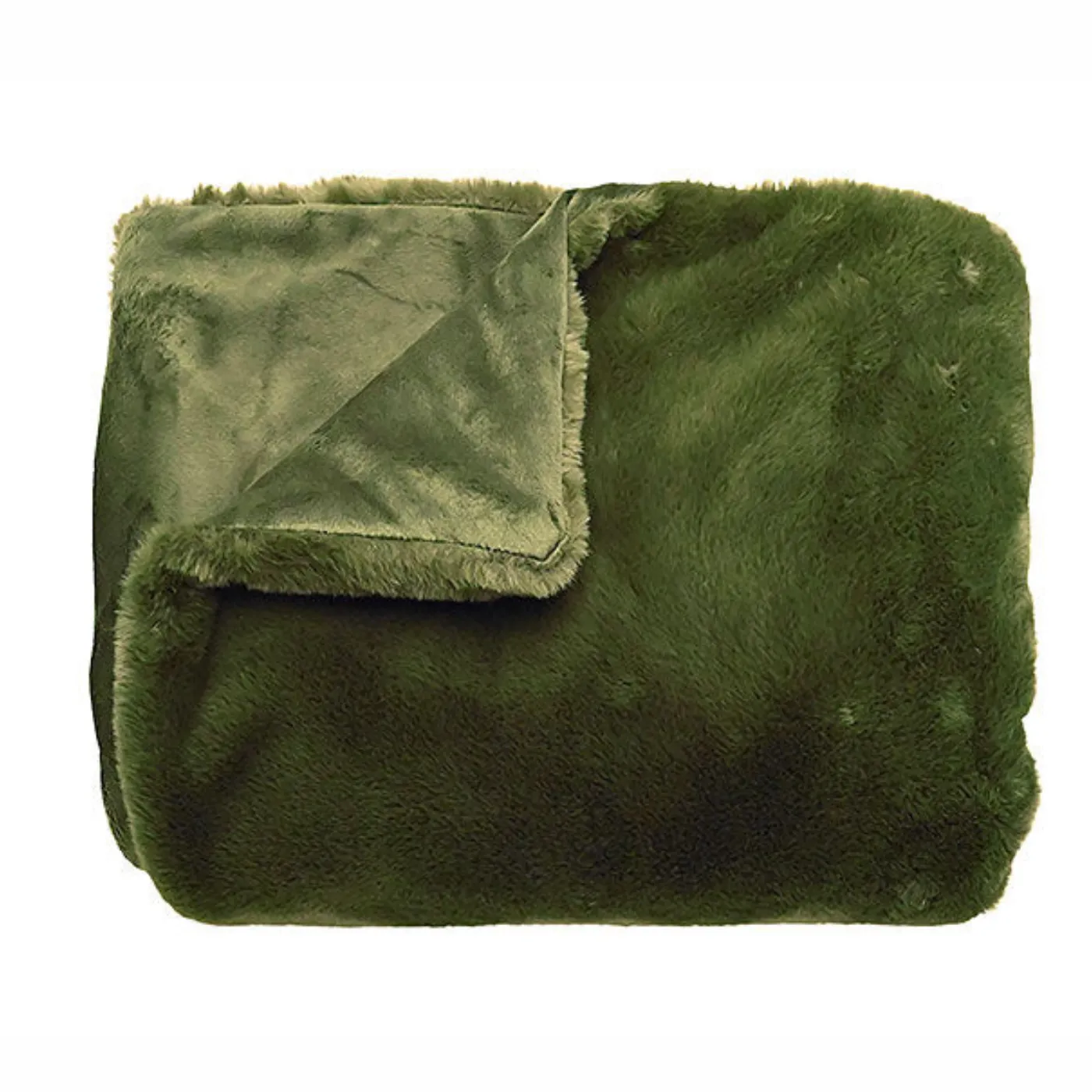 Luxe Faux Fur Olive Throw | 130cm x 170cm
