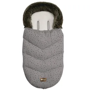 Luxury Fur Stroller Footmuff 95x45 cm Dots Grey