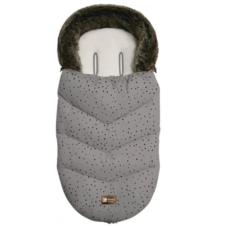 Luxury Fur Stroller Footmuff 95x45 cm Dots Grey
