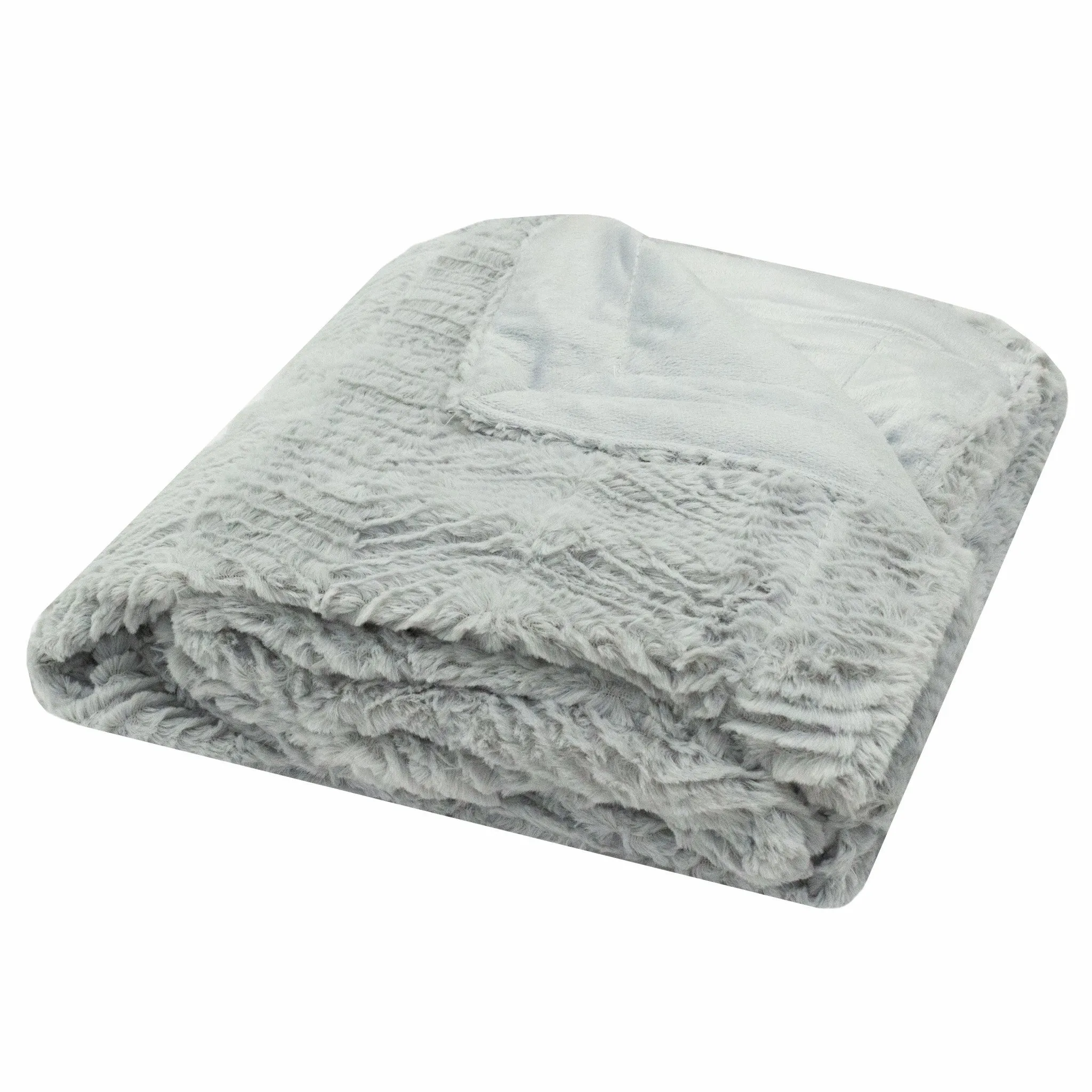 Luxury Gray Mist Faux Fur Mink Throw Blanket