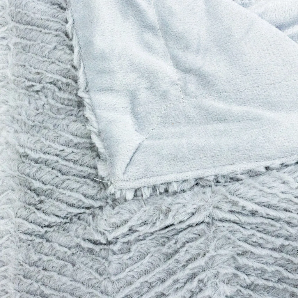 Luxury Gray Mist Faux Fur Mink Throw Blanket